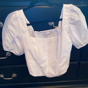 NWOT Puff Sleeve Poplin Corset Top